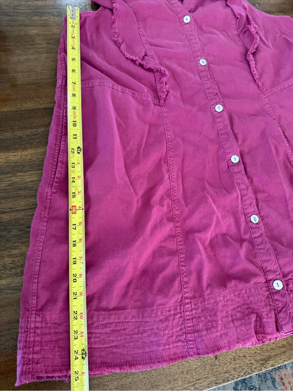 Pilcro Magenta Ruffle-Shoulder Button Mini Dress - Picture 9 of 9